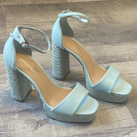 Madden Girl Omega Blue Faux Leather Platform Sandal Ankle Strap Heels NWOT - Picture 5 of 11